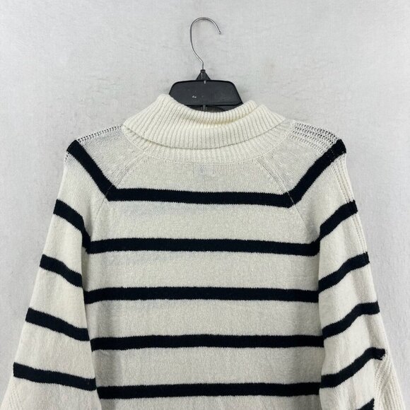 A New Day Sweater Womens XL Cream Black Striped Cowl Mock Neck Heavy Cozy NEW - Picture 6 of 12